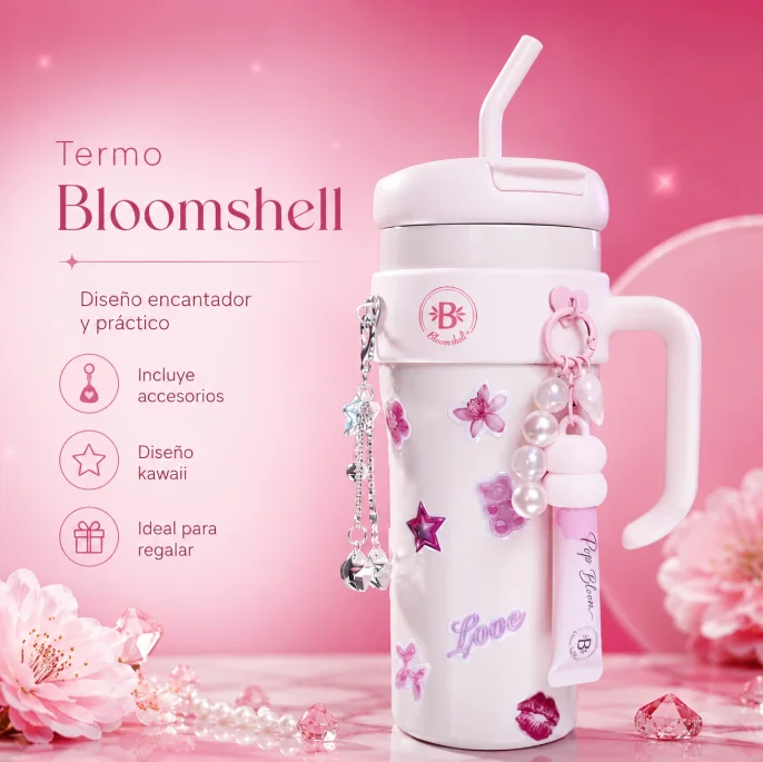 Termo Bloomshell: termo para líquidos lindo, práctico y con accesorios