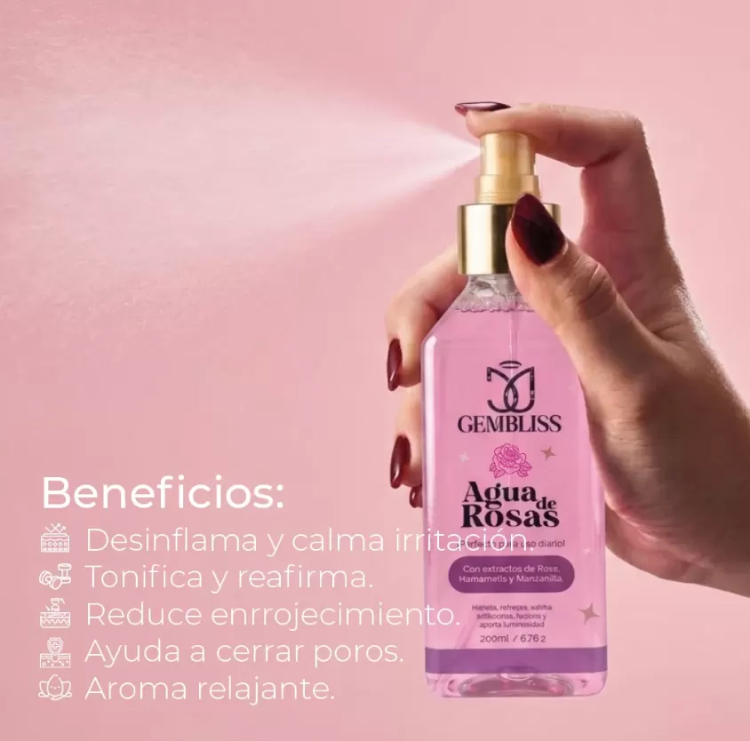 Agua de rosas 200ml Gembliss