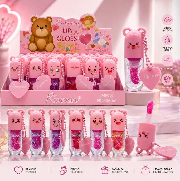 Lip gloss osito + llavero